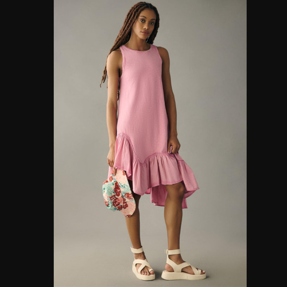 Anthropologie Daily Practice Asymmetrical Ruffle-Hem Dress - Picture 1 of 7